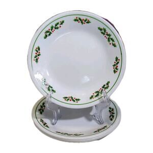 Vtg Corelle Winter Berry 4 Pc Bread Plates Christmas Dinner Holly Leaves Berries